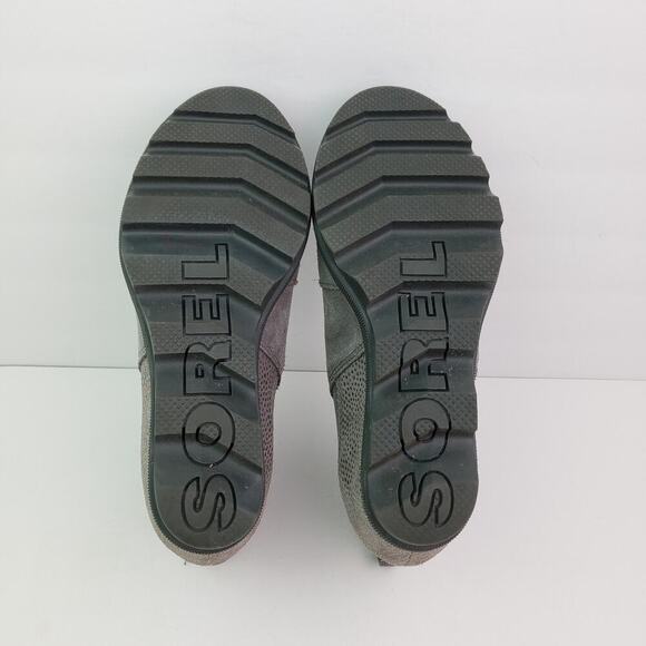 Sorel Joan Of Arctic Girls Size 3Y Gray Suede Hidden Wedge Chelsea Booties Boots - Picture 8 of 11